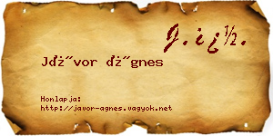 Jávor Ágnes névjegykártya