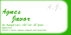 agnes javor business card
